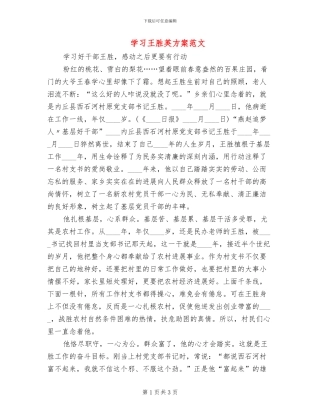 学习王胜英方案范文