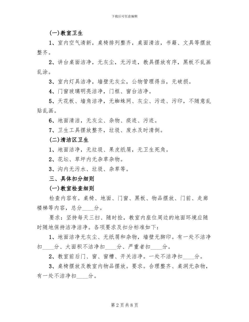 学校卫生检查评比方案范文_第2页