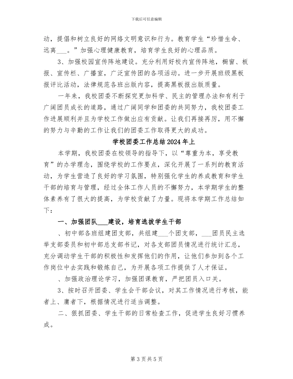 学校团委书记2024年度工作总结范文_第3页