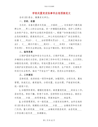 学校处置突发性事件应急预案范文(11篇)
