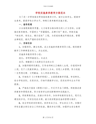 学校实施素质教育方案范本