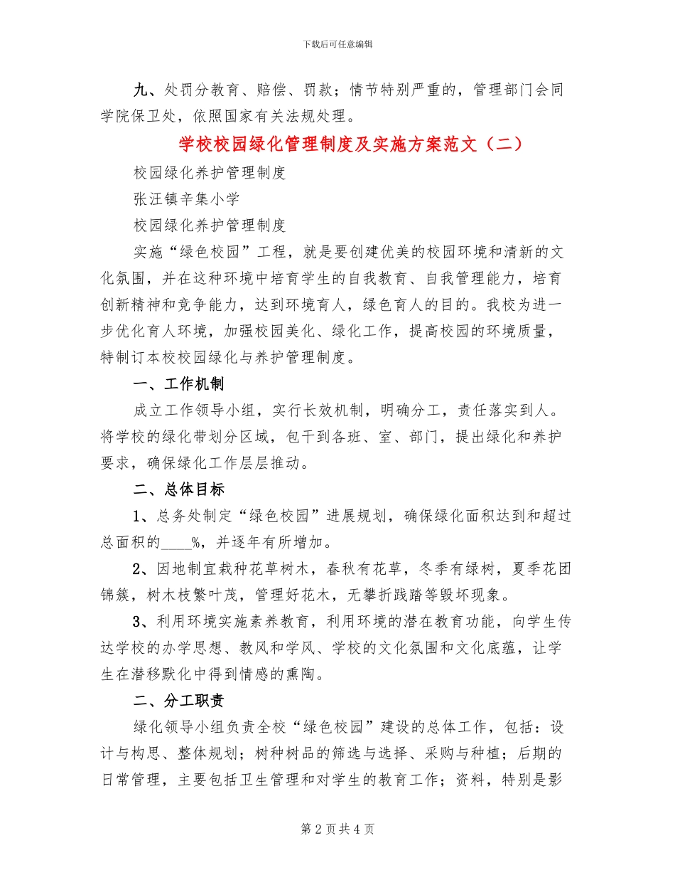 学校校园绿化管理制度及实施方案范文(2篇)_第2页
