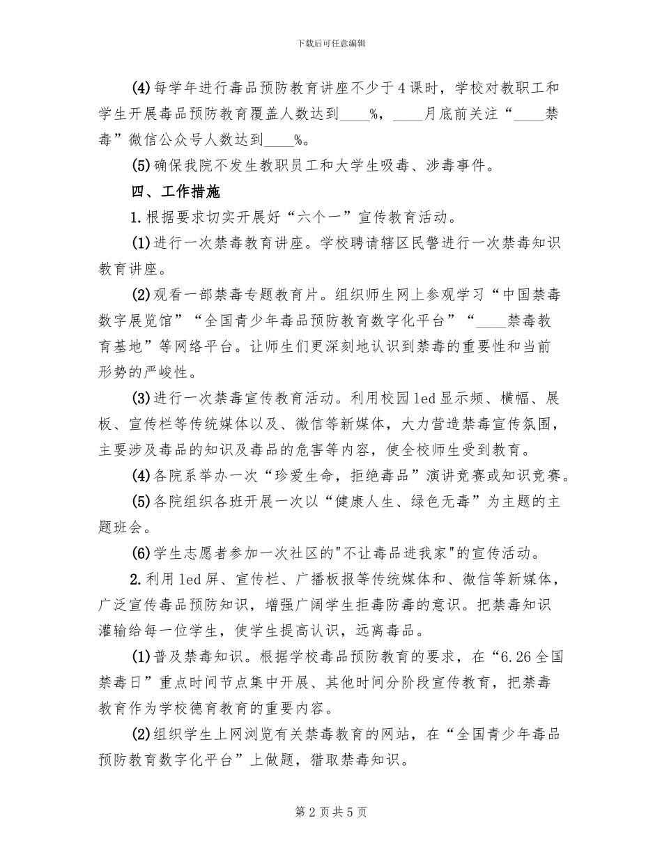 学校毒品预防教育实施方案范文_第2页
