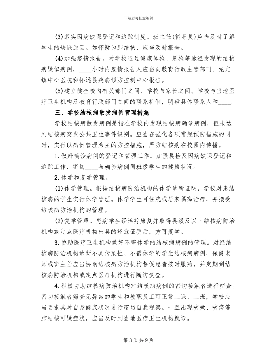 学校结核病防治应急预案范本_第3页