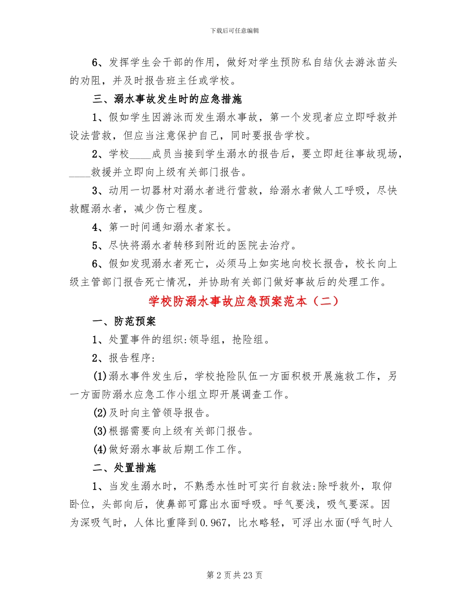 学校防溺水事故应急预案范本(10篇)_第2页