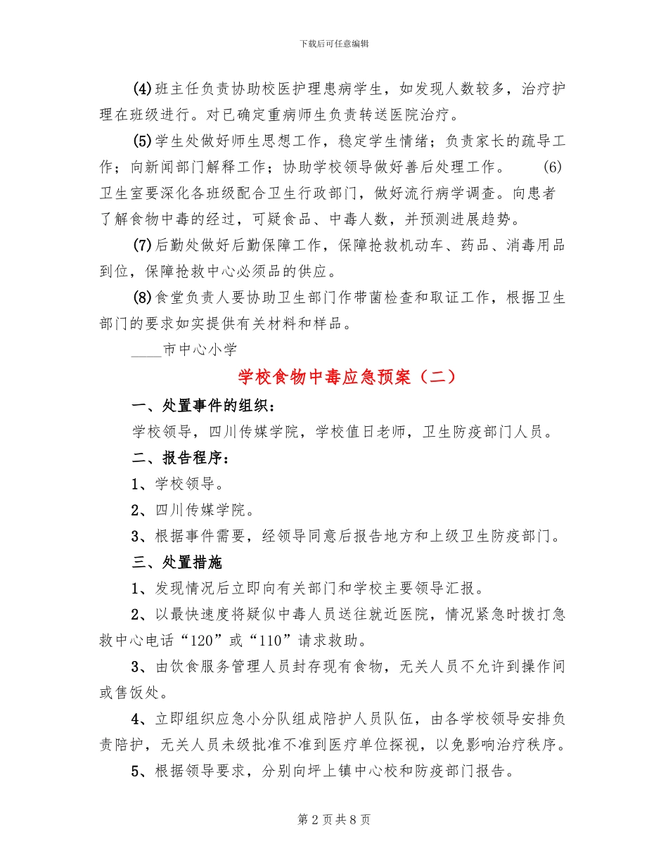 学校食物中毒应急预案_第2页
