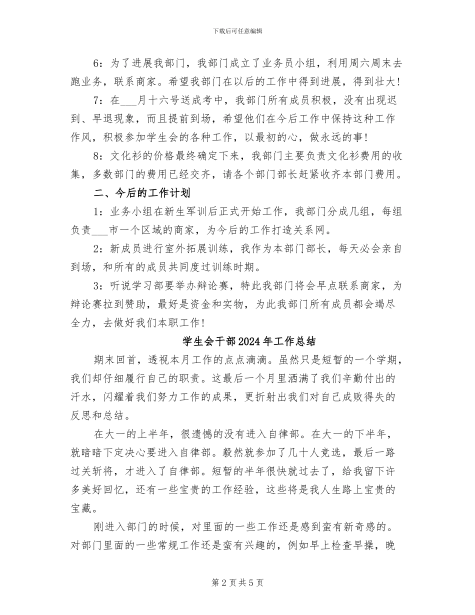 学生会干部2024年个人总结范本_第2页