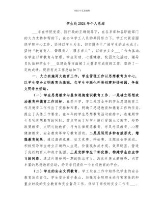 学生处2024年个人总结