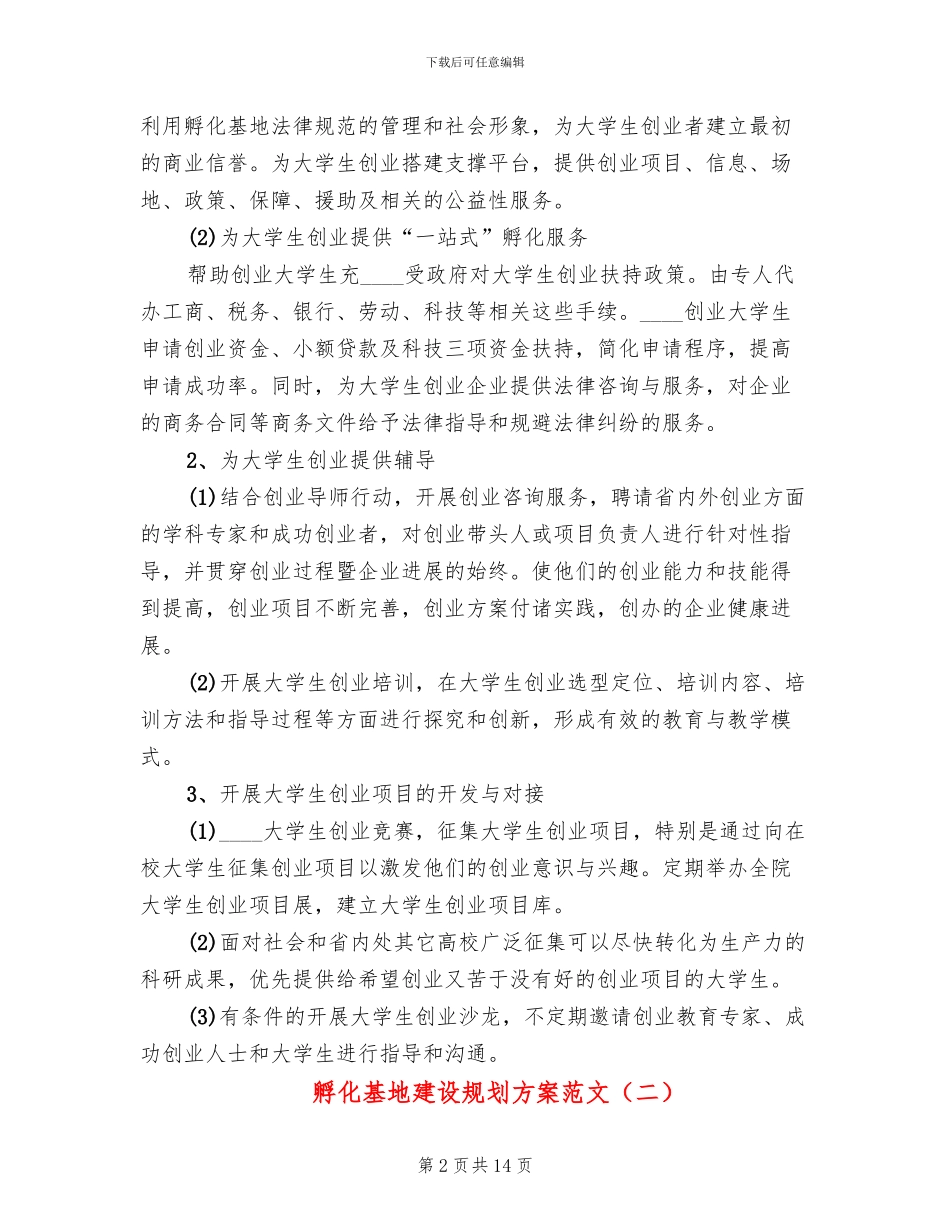 孵化基地建设规划方案范文_第2页