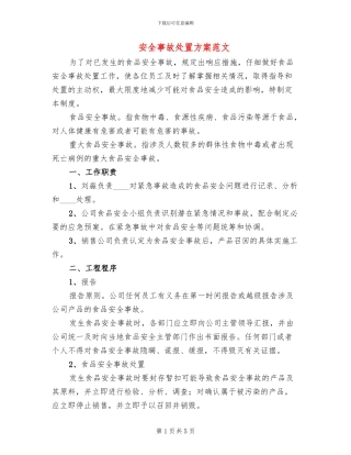 安全事故处置方案范文