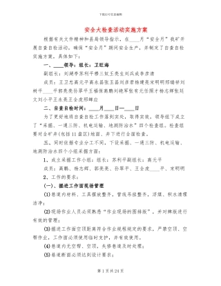 安全大检查活动实施方案