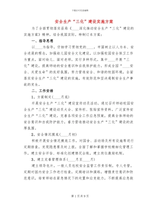 安全生产“三化”建设实施方案