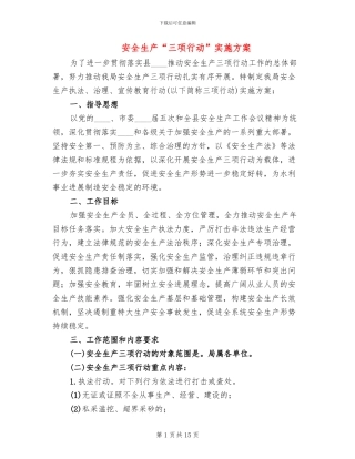 安全生产“三项行动”实施方案