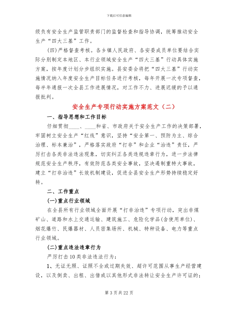 安全生产专项行动实施方案范文_第3页