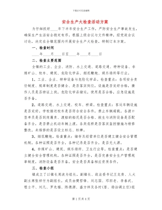 安全生产大检查活动方案
