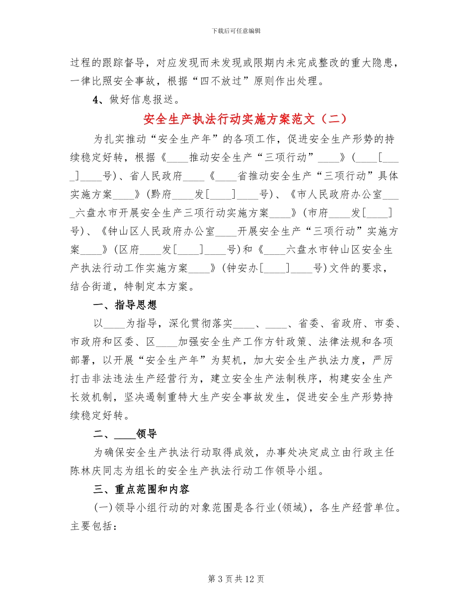 安全生产执法行动实施方案范文_第3页