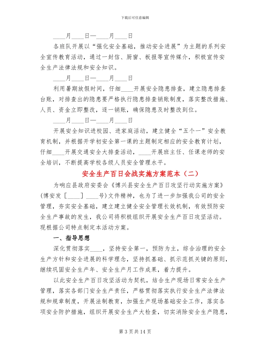 安全生产百日会战实施方案范本_第3页