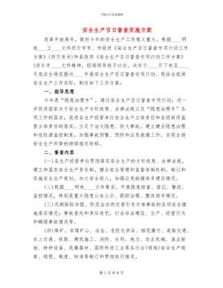 安全生产百日督查实施方案(3篇)
