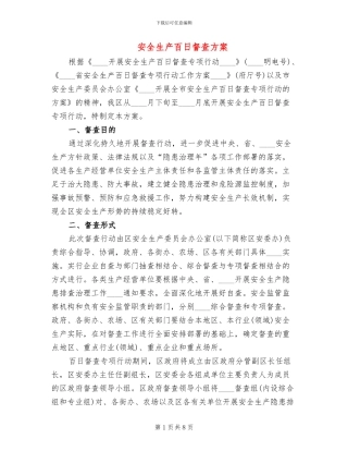 安全生产百日督查方案(3篇)