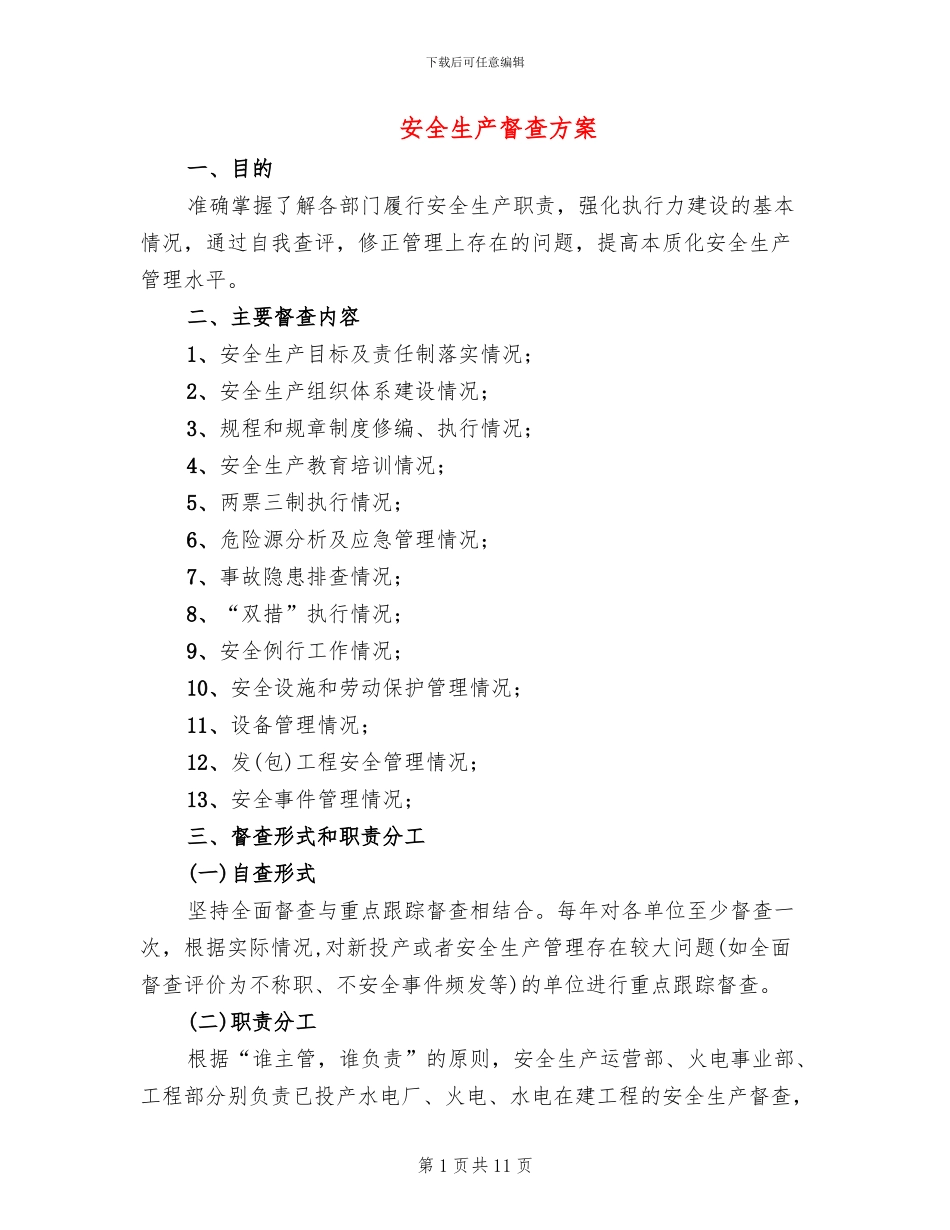 安全生产督查方案_第1页