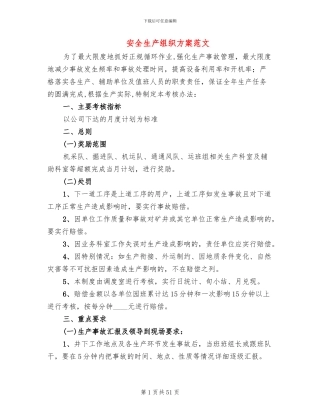 安全生产组织方案范文