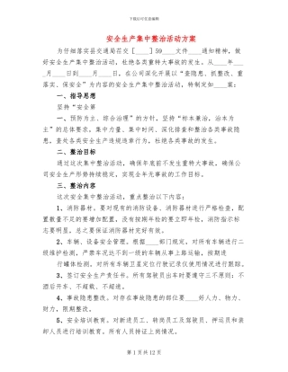 安全生产集中整治活动方案