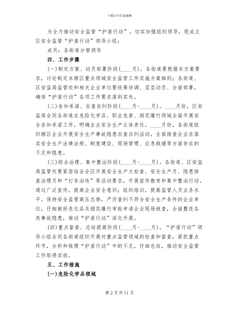 安全监管护盾行动工作方案范文_第2页