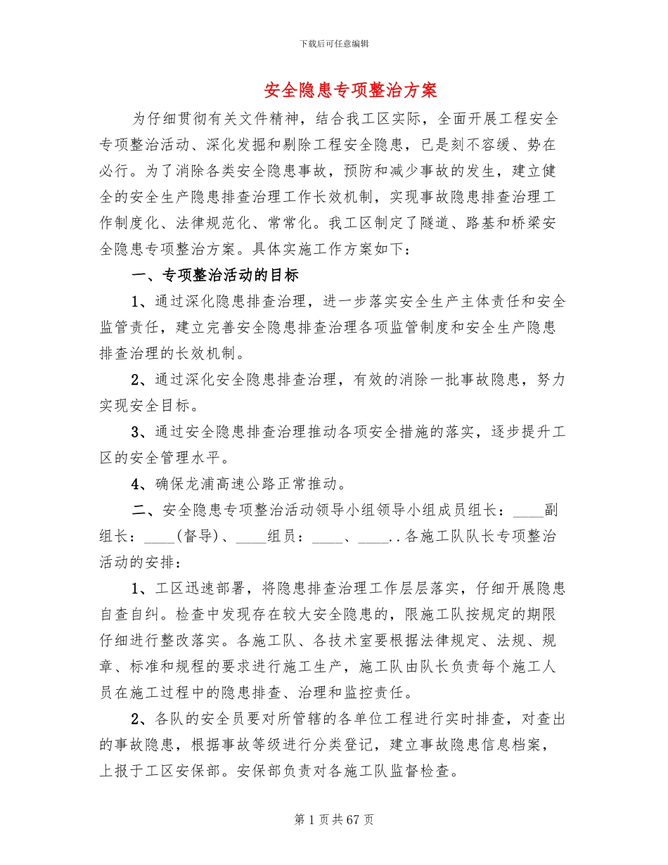 安全隐患专项整治方案_第1页
