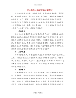 安全风险大排查行动方案范文