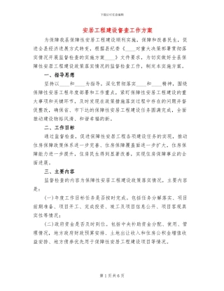 安居工程建设督查工作方案(2篇)