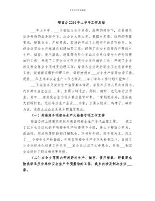 安监办2024年上半年工作总结