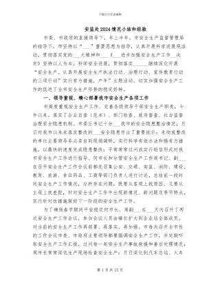 安监处2024情况小结和经验