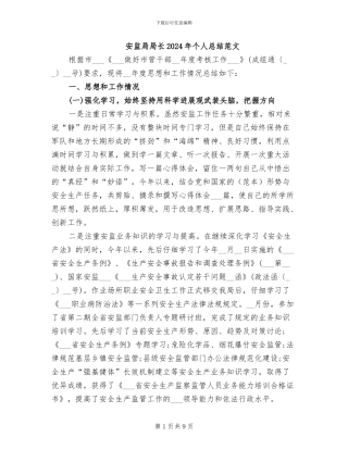 安监局局长2024年个人总结范文