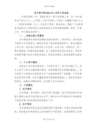实习审计师2024年上半年工作总结