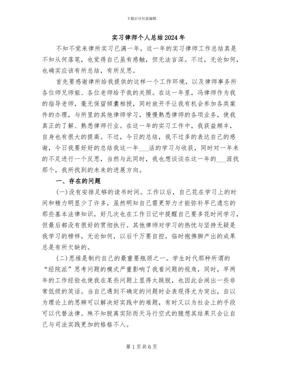 实习律师个人总结2024年_第1页