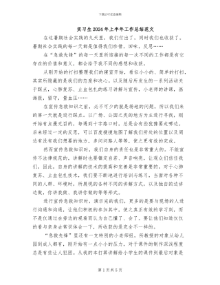 实习生2024年上半年工作总结范文