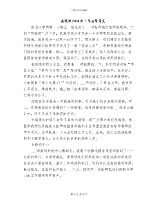 实践部2024年工作总结范文
