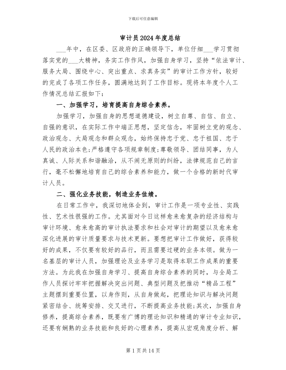 审计员2024年度总结_第1页