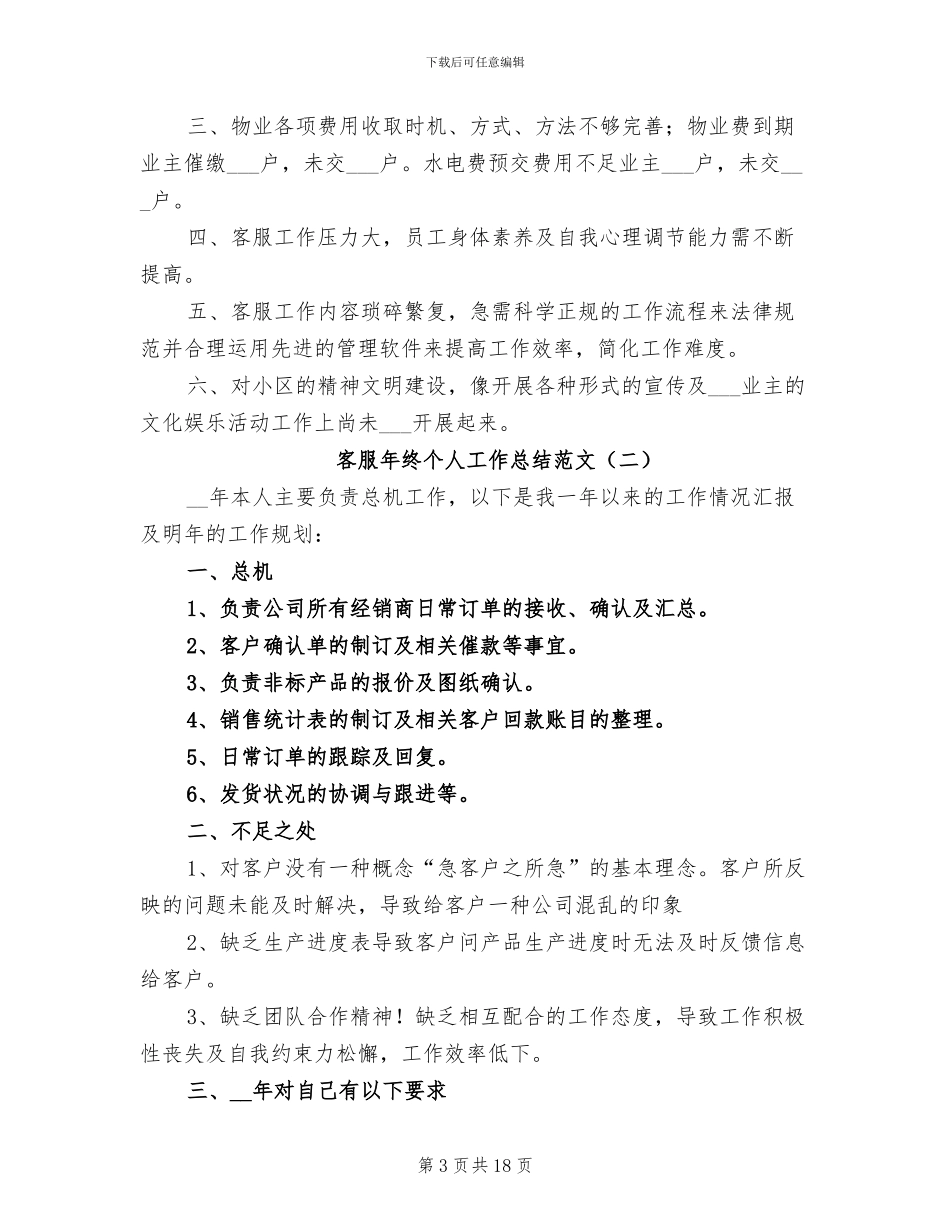 客服年终个人工作总结范文2024年_第3页