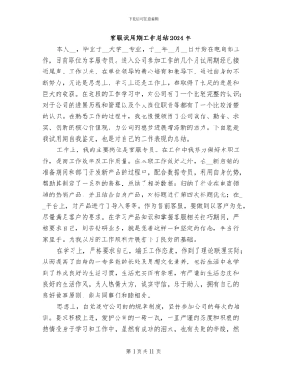 客服试用期工作总结2024年