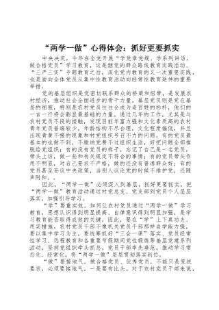 “两学一做”心得体会：抓好更要抓实