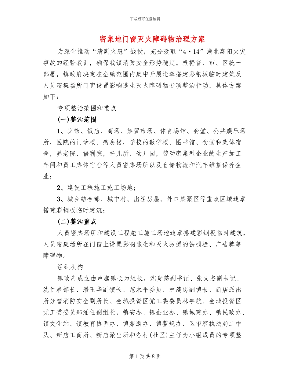 密集地门窗灭火障碍物治理方案_第1页