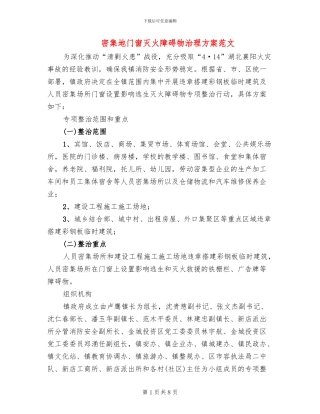 密集地门窗灭火障碍物治理方案范文