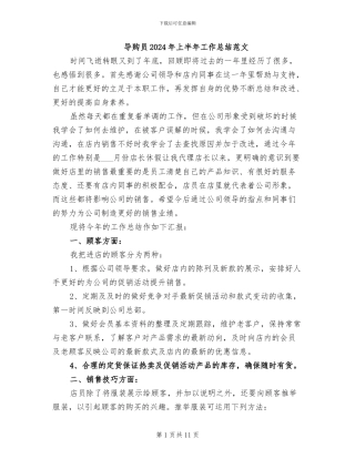 导购员2024年上半年工作总结范文
