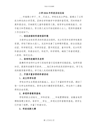 小学2024年科技活动总结