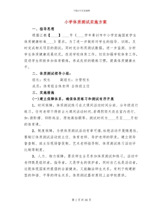 小学体质测试实施方案