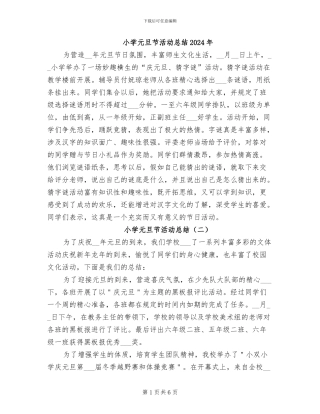 小学元旦节活动总结2024年