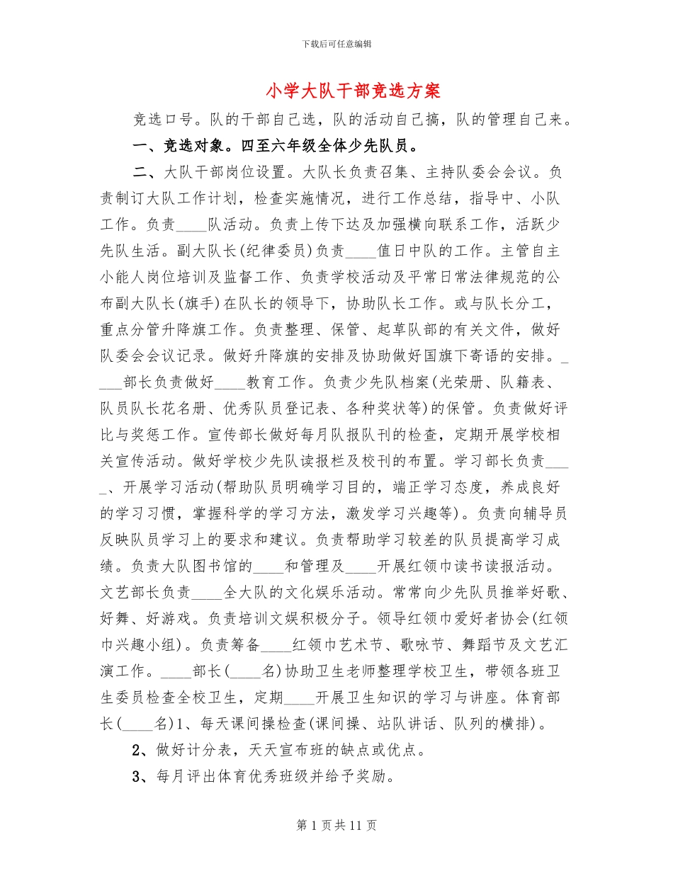 小学大队干部竞选方案_第1页