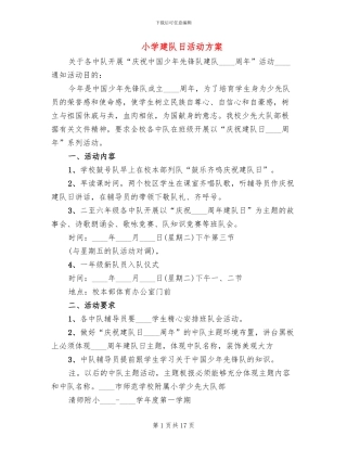 小学建队日活动方案