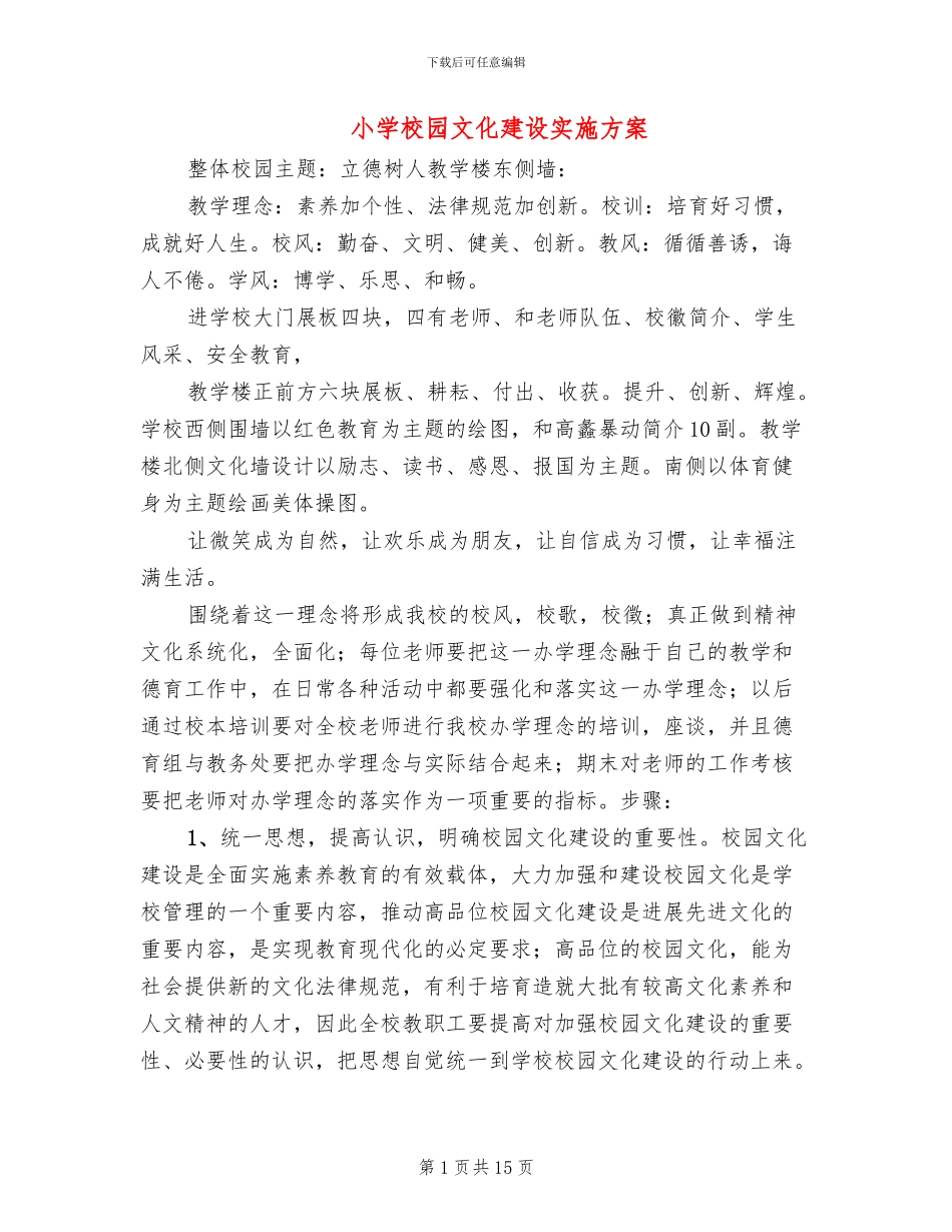 小学校园文化建设实施方案(2篇)_第1页